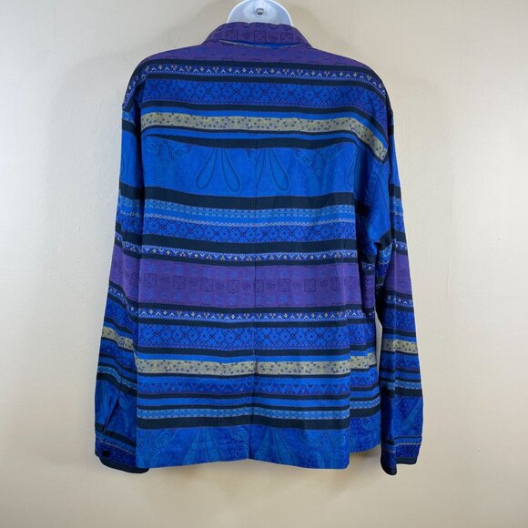 Vintage Chico's Womens ARTSY Woven Jacket Sz 2 L Blue Purple WESTERN Vibes - Picture 6 of 14